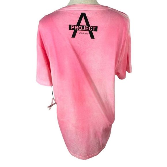Project Miami Glam Girl Smoking Rhinestone Pink Acid Wash T-Shirt - Picture 3 of 6
